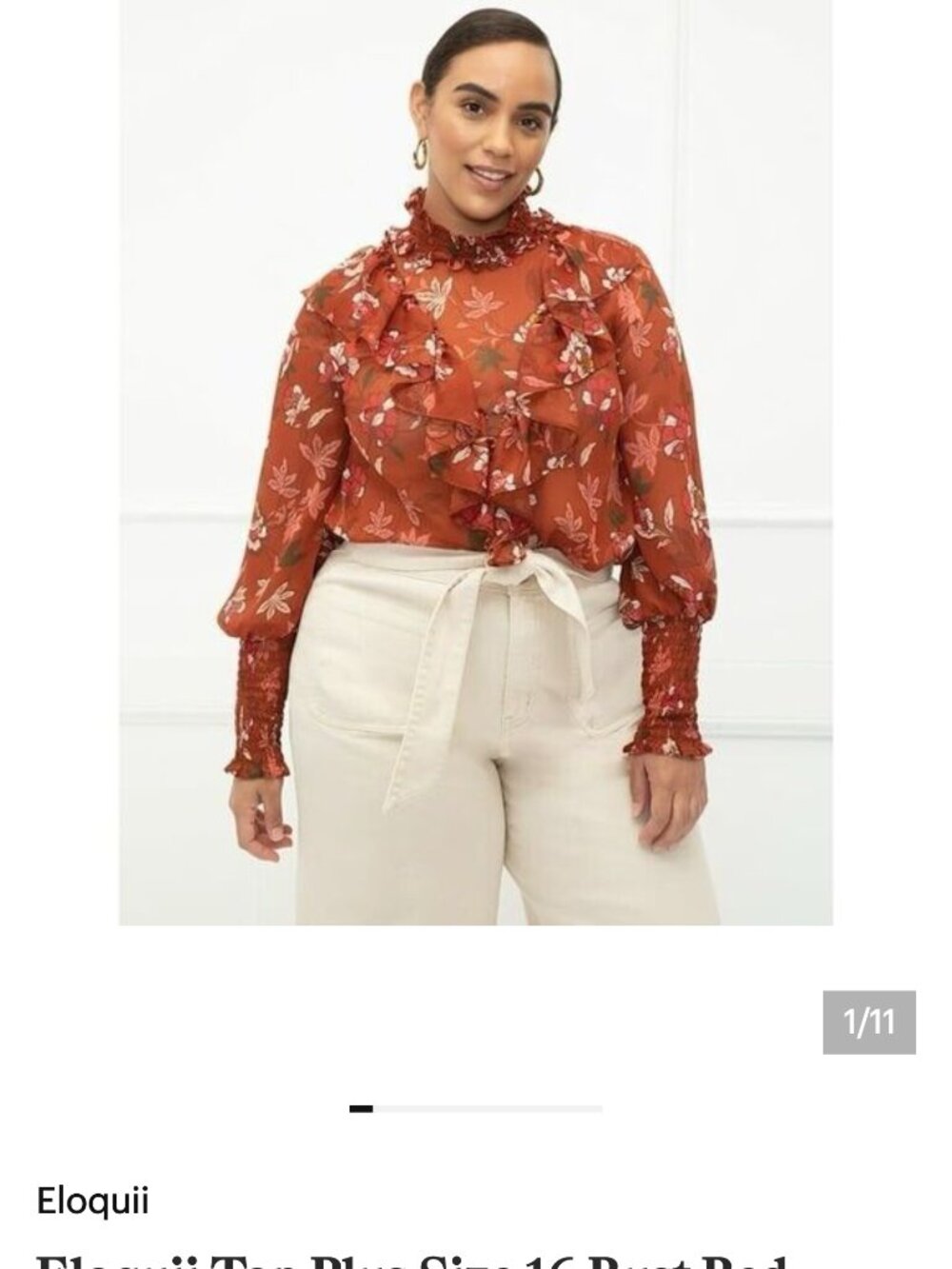 ELOQUII Semi sheer floral blouse Size 14 NWT